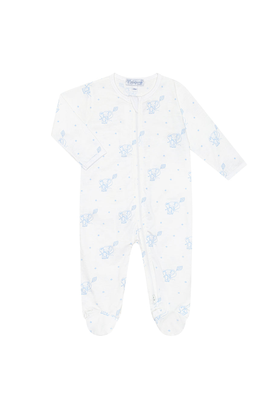 Blue Elephant Zipper Footie