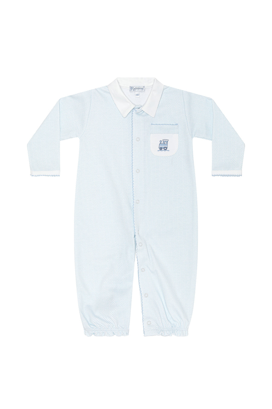Blue Herringbone Embroidered Converter Gown