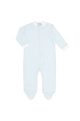 Blue Herringbone Zipper Footie