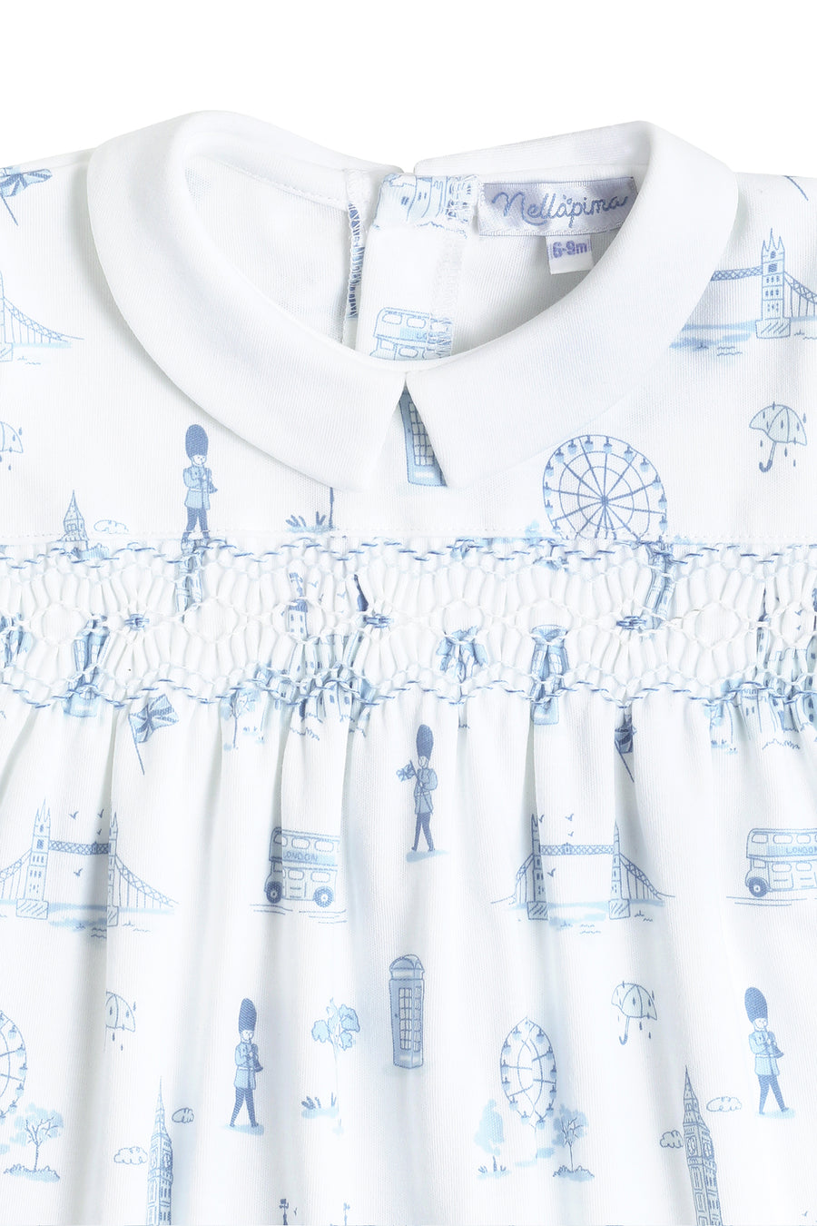 Blue London Toile Smocked Footie
