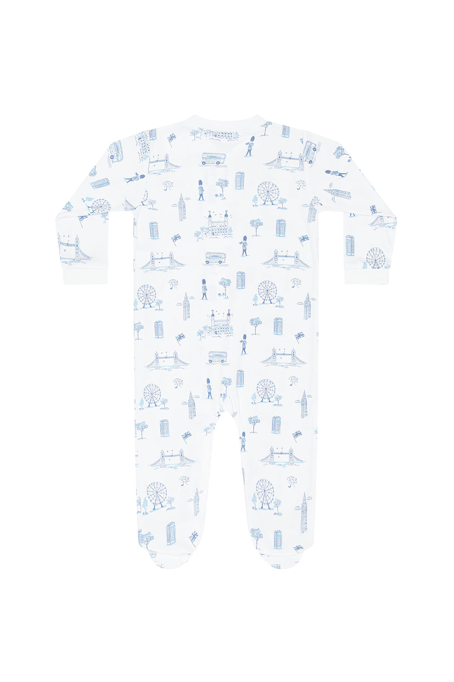 Blue London Toile Zipper Footie