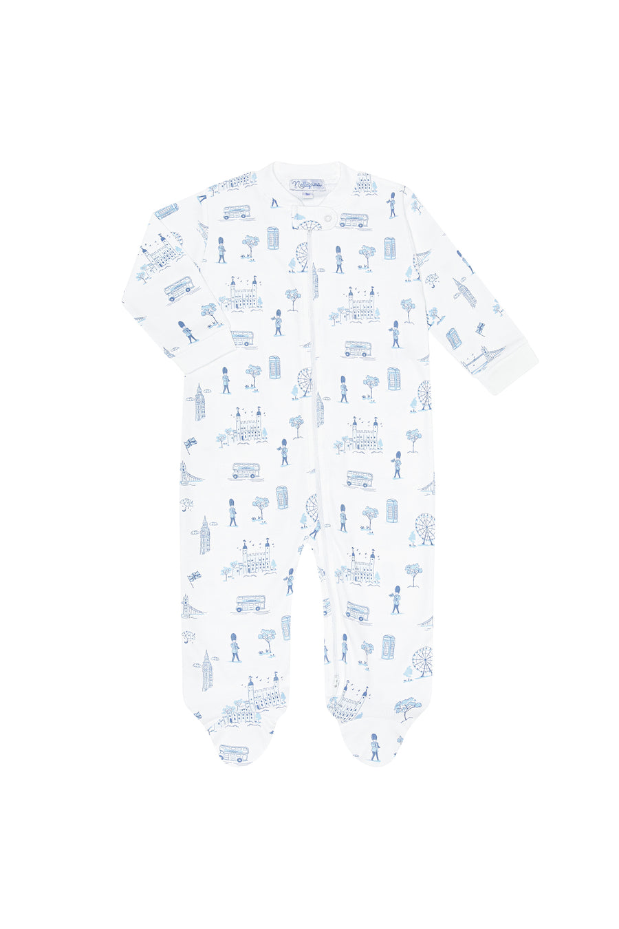 Blue London Toile Zipper Footie