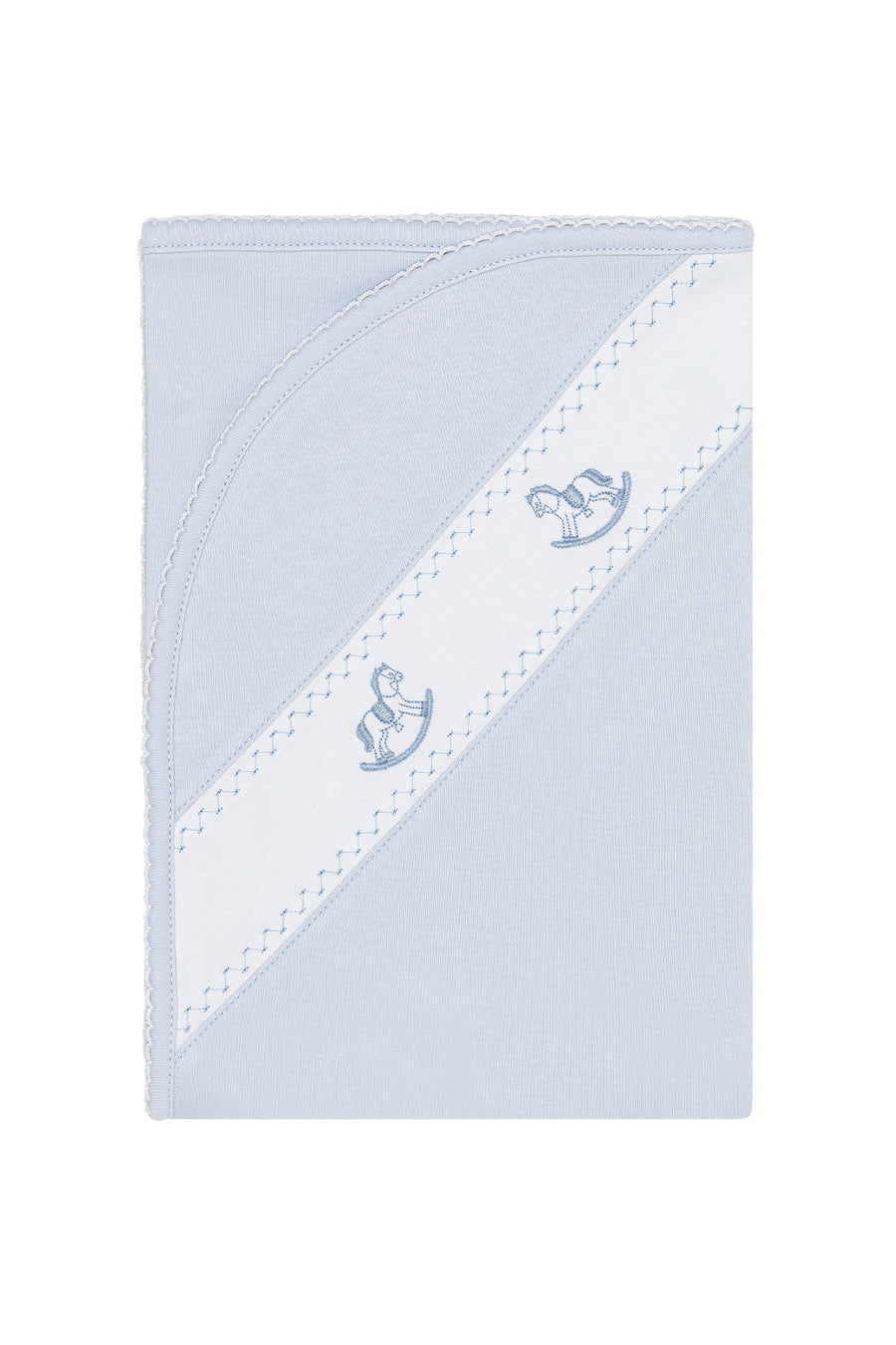 Blue Rocking Horse Embroidered Blanket