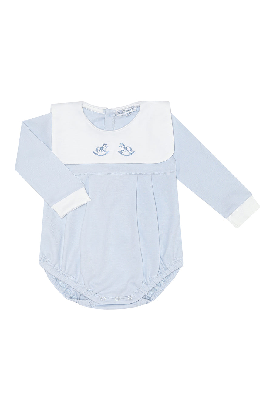 Blue Rocking Horse Embroidered Bubble LS
