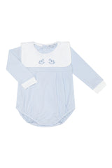 Blue Rocking Horse Embroidered Bubble LS