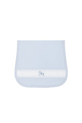 Blue Rocking Horse Embroidered Burp Cloth