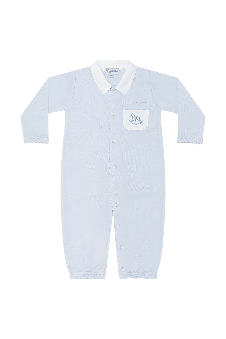 Blue Rocking Horse Embroidered Converter Gown