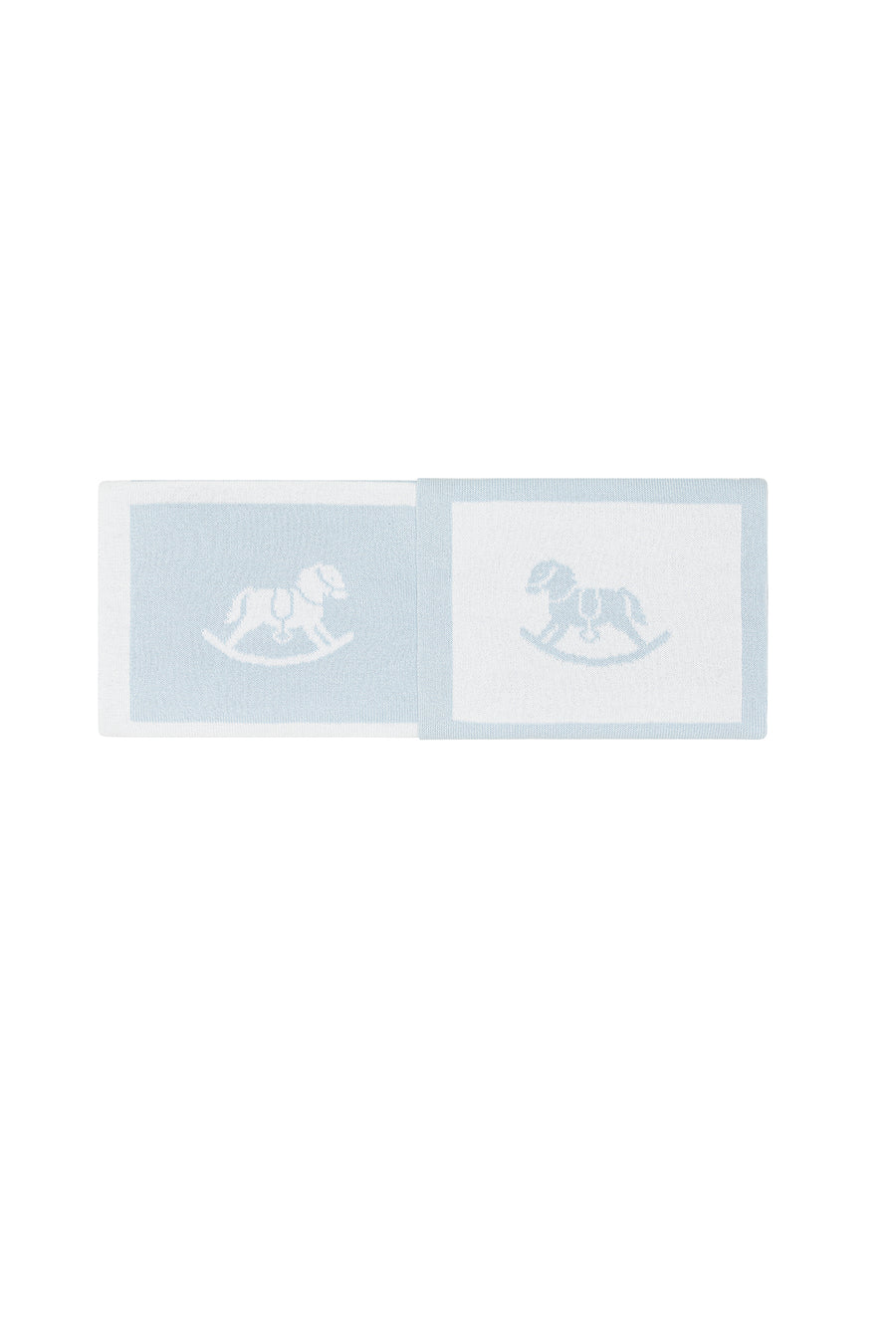 Blue Rocking Horse Knit Blanket