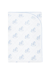 Blue Rocking Horse Receiving Blanket