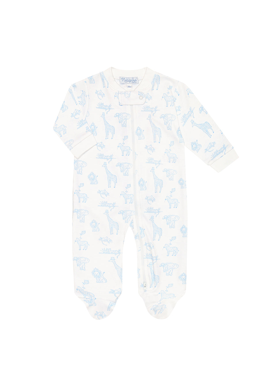 Blue Safari Zipper Footie