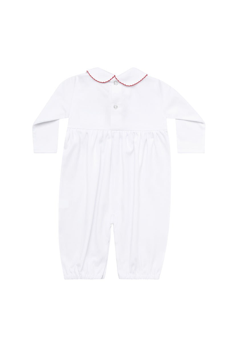 Christmas Smocked Long Sleeve Romper