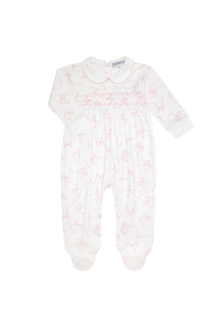 Charming Bows Print Smocked Footie
