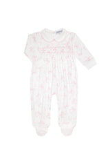 Charming Bows Print Smocked Footie