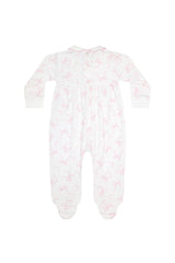 Charming Bows Print Smocked Footie