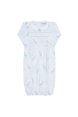 Blue Giraffe Print Smocked Gown 