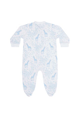 Blue Giraffe Print Zipper Footie