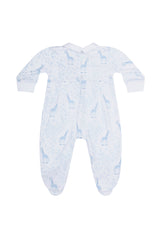 Blue Giraffe Print Smocked Footie