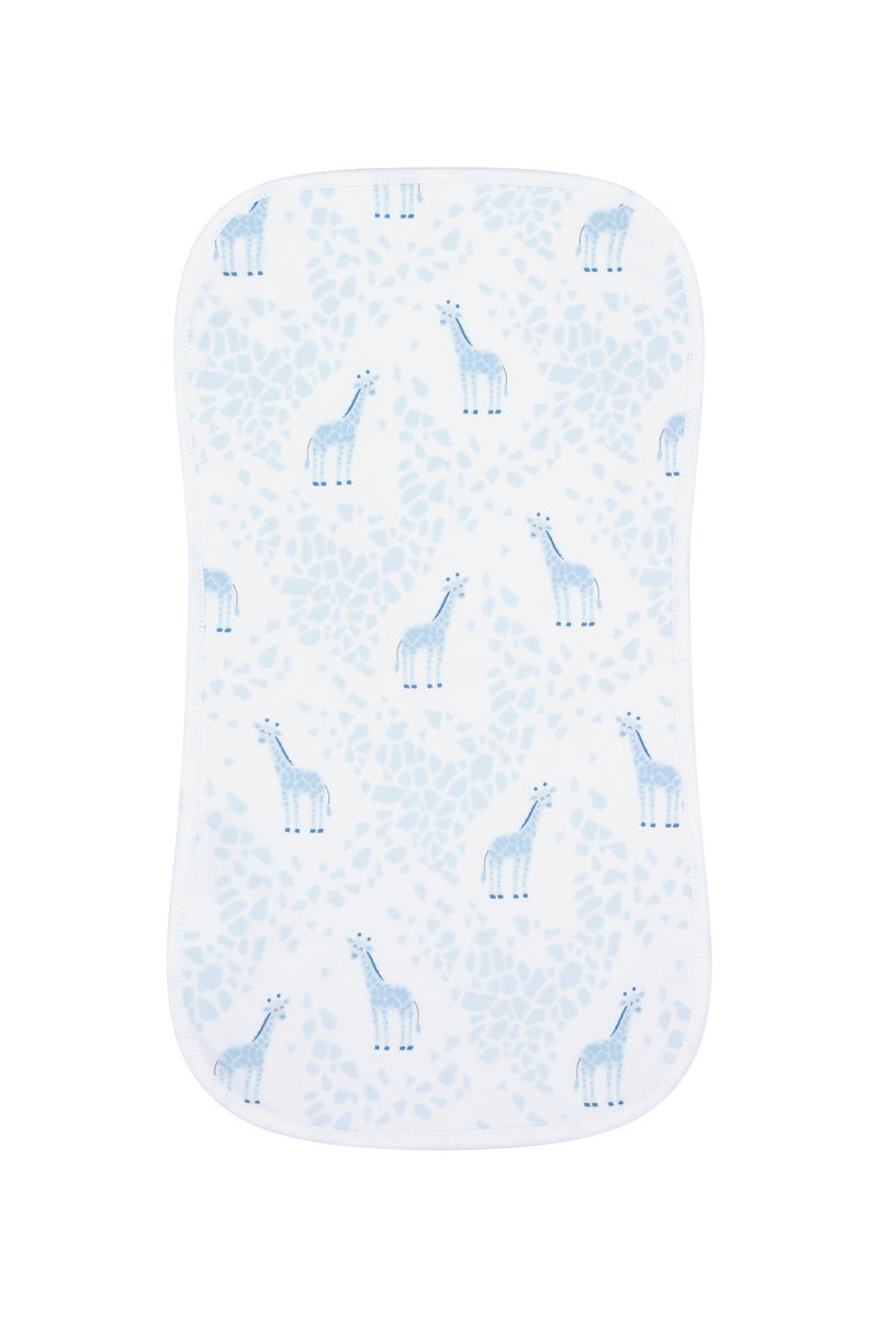 Blue Giraffe Print Burp Cloth