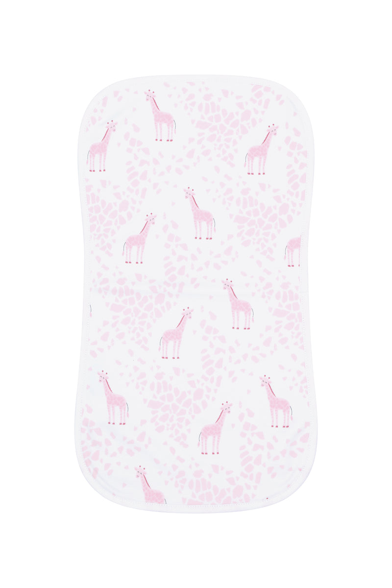 Pink Giraffe Print Burp Cloth