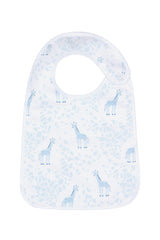 Blue Giraffe Print Feeding Bib