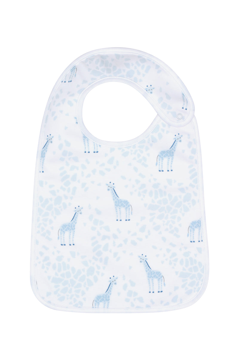 Blue Giraffe Print Feeding Bib