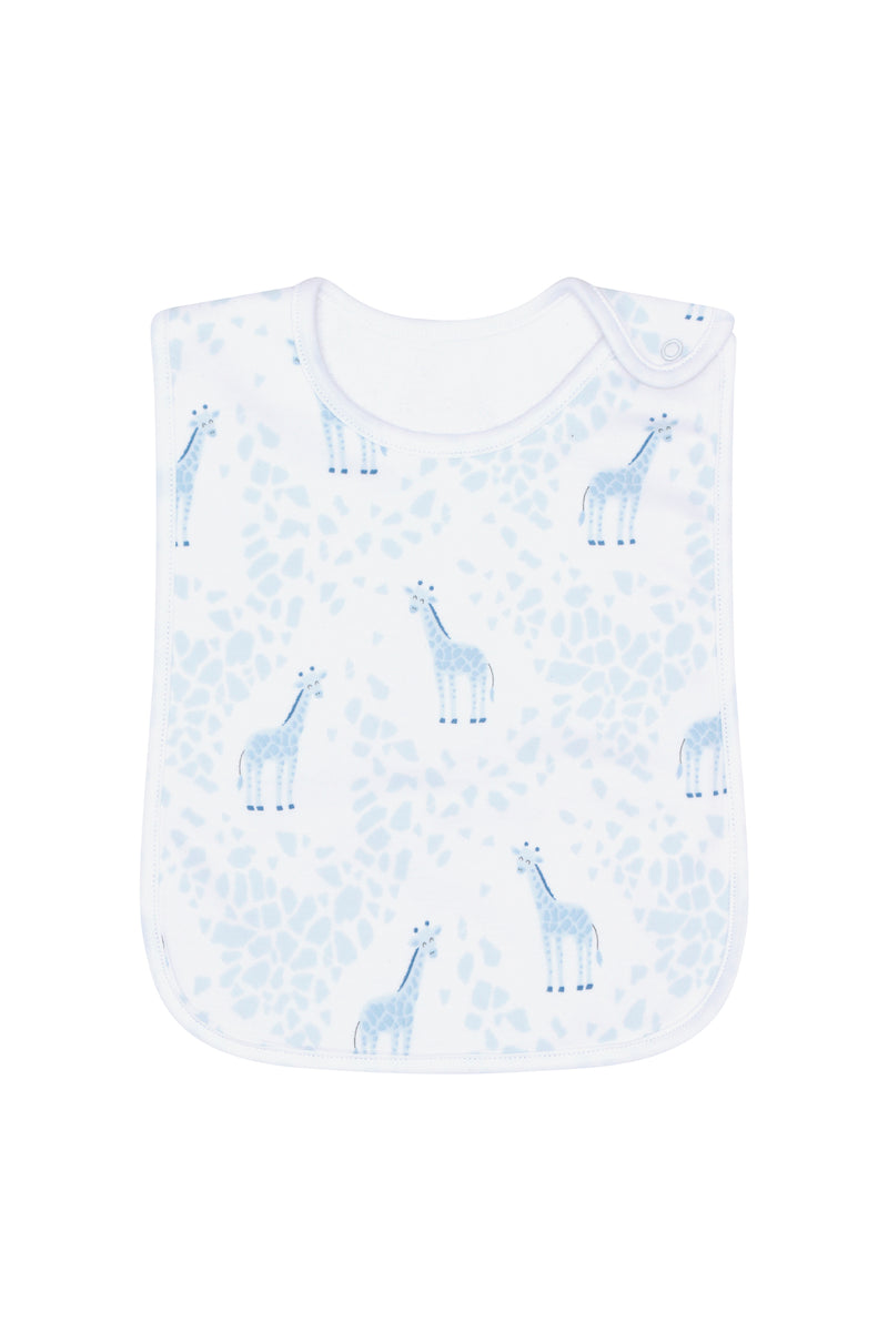 Blue Giraffe Print Feeding Bib