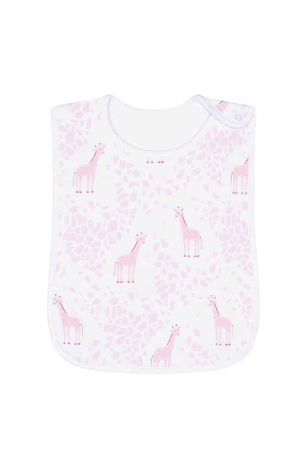 Pink Giraffe Print Feeding Bib
