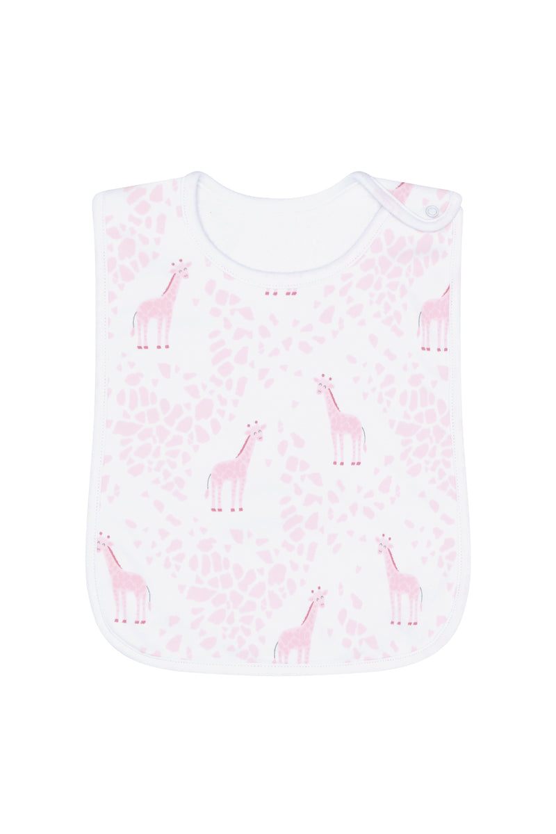 Pink Giraffe Print Feeding Bib