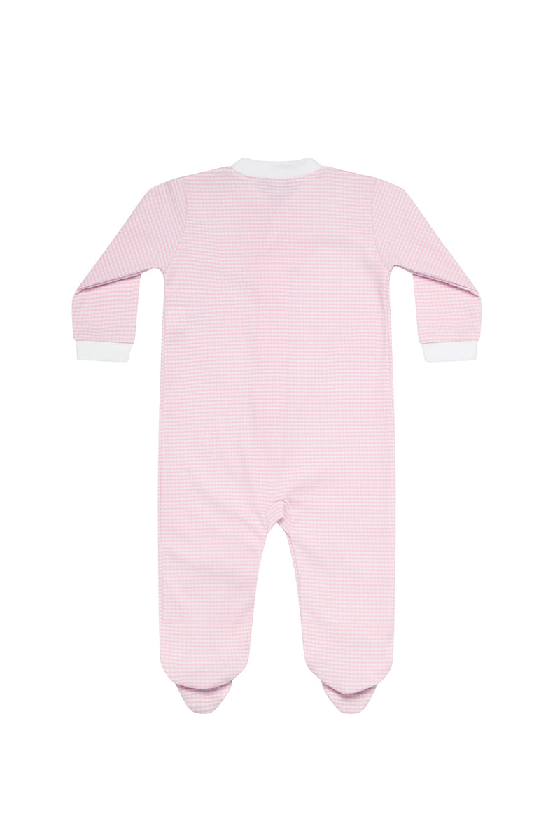 Pink Gingham Zipper Footie