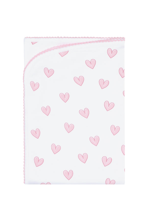 Pink Heart Print Blanket