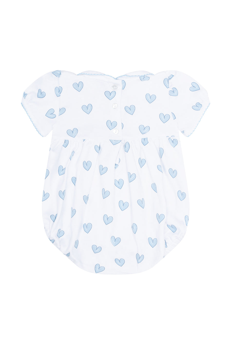 Blue Heart Print Smocked Bubble