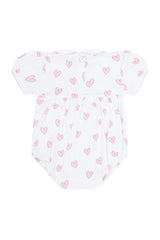 Pink Heart Print Smocked Bubble