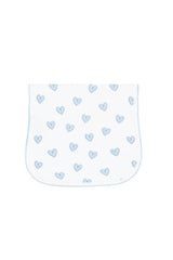 Blue Heart Print Burp Cloth