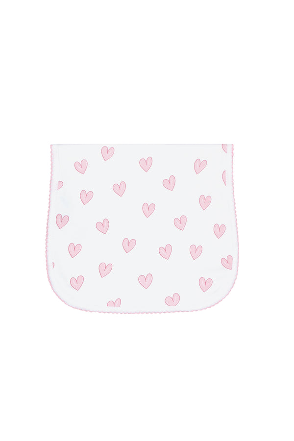 Pink Heart Print Burp Cloth