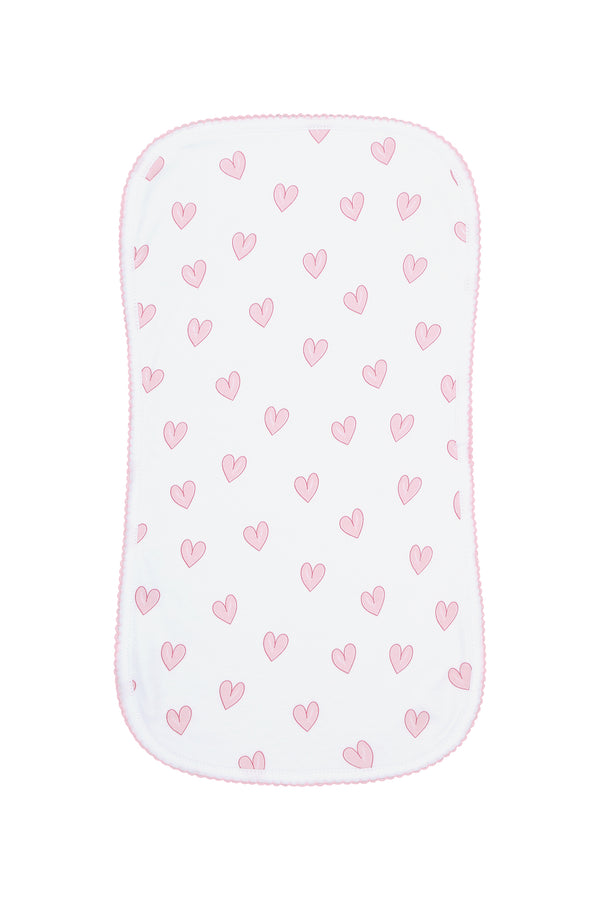 Pink Heart Print Burp Cloth