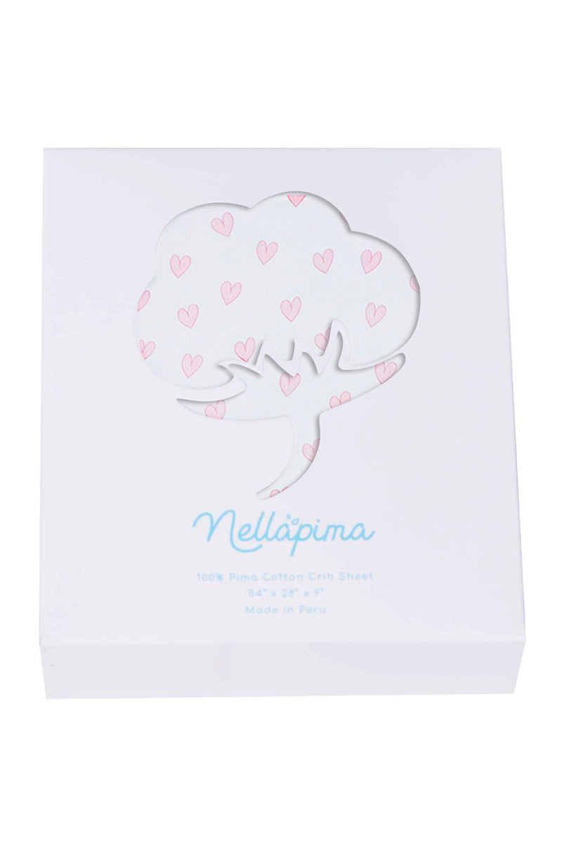 Pink Heart Print Crib Sheets