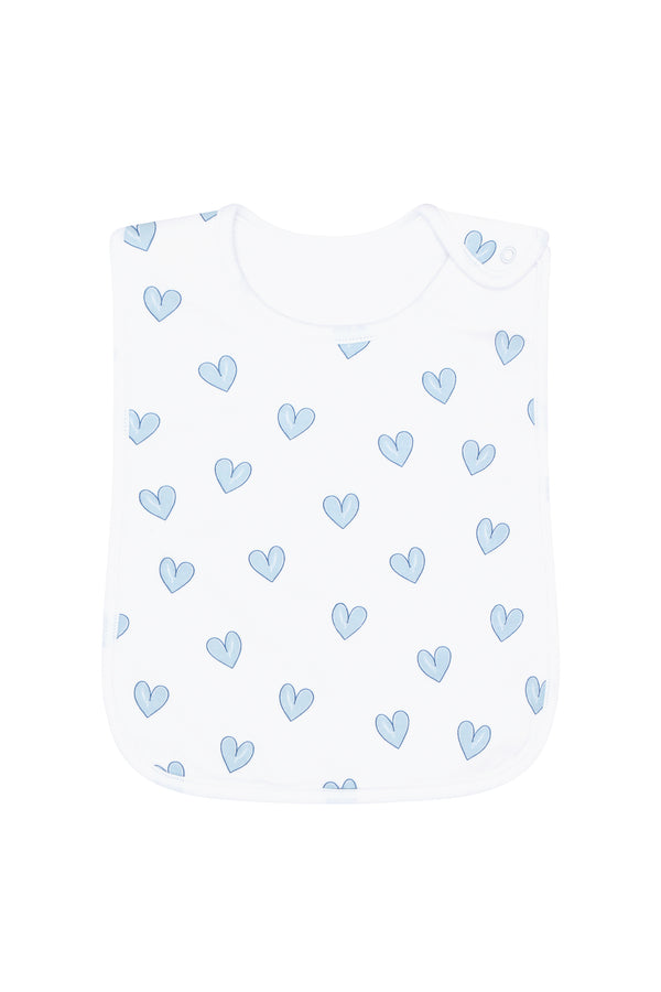 Blue Heart Print Feeding Bib