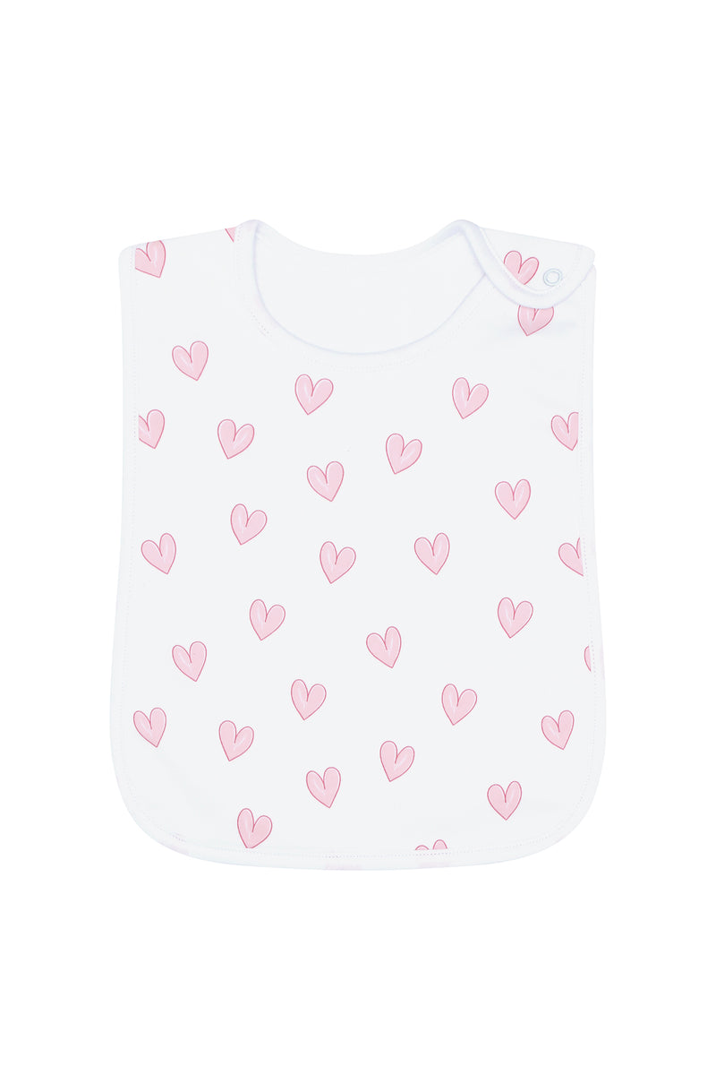 Pink Heart Print Feeding Bib