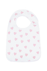 Pink Heart Print Feeding Bib