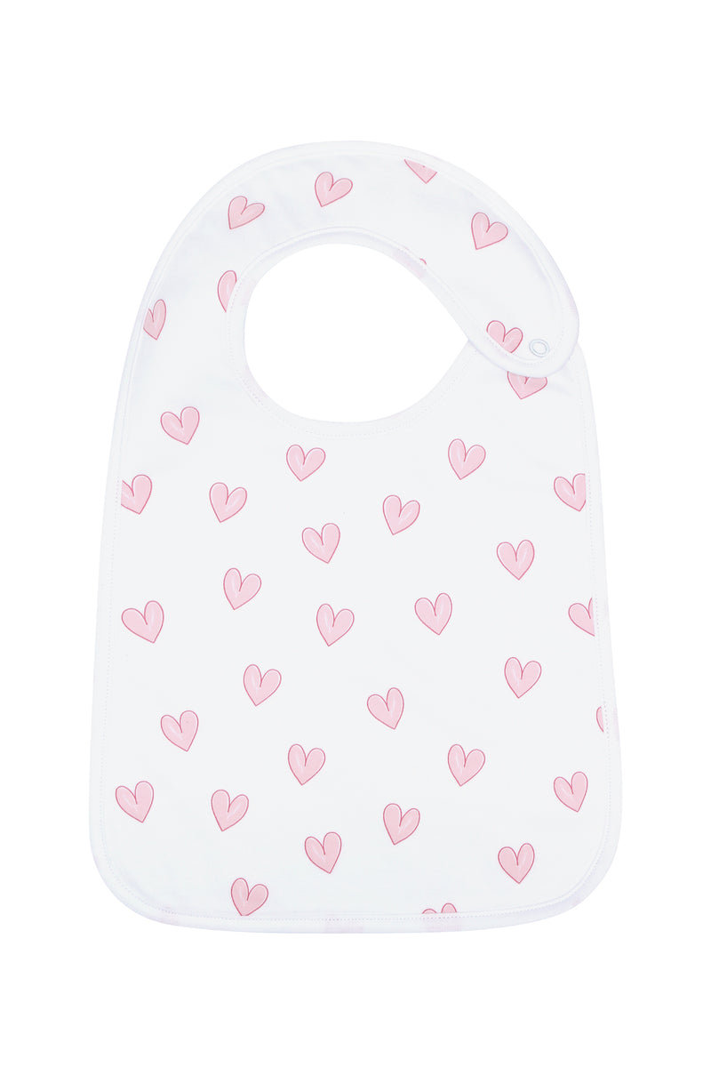 Pink Heart Print Feeding Bib