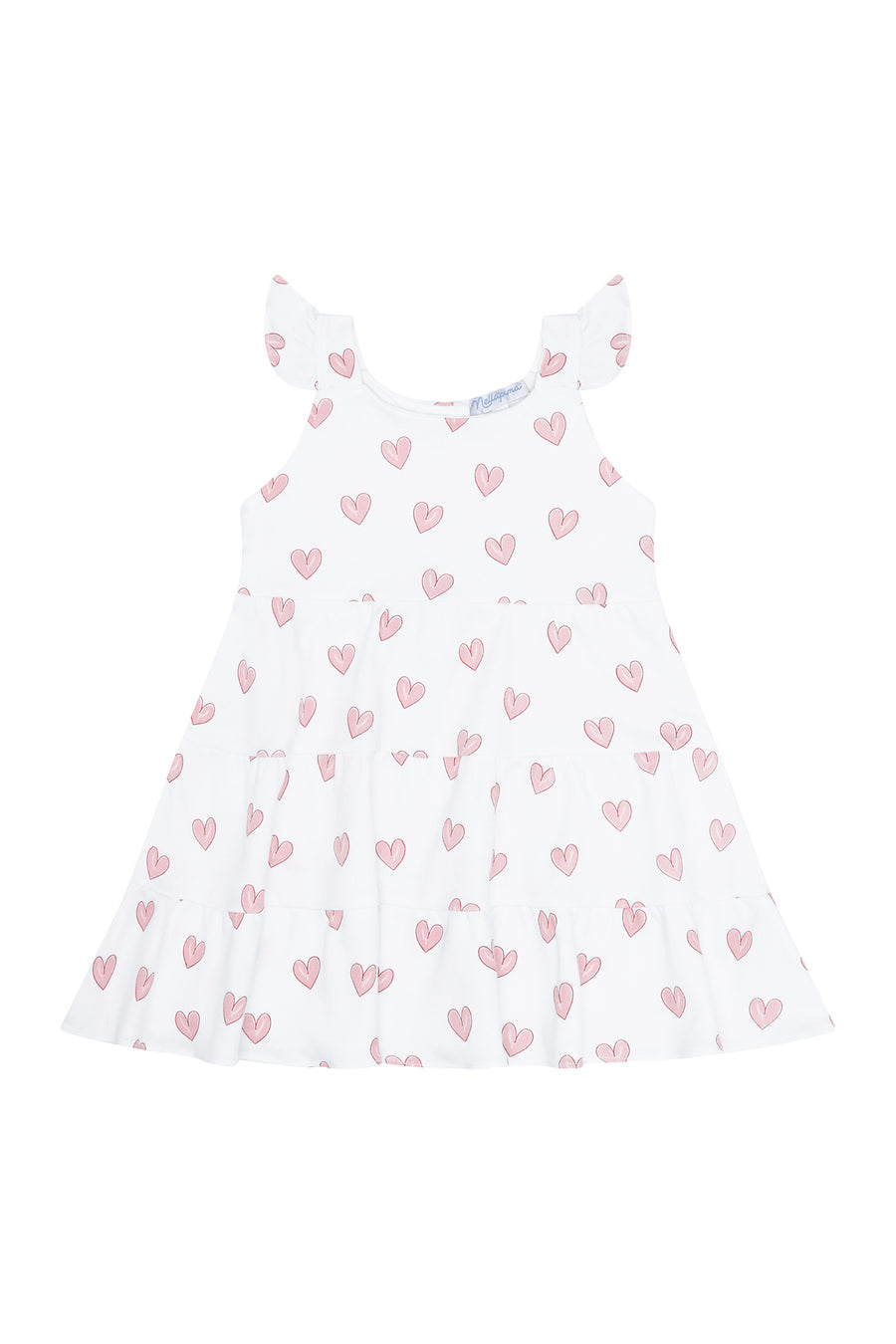 Pink Heart Print Ruffle Dress