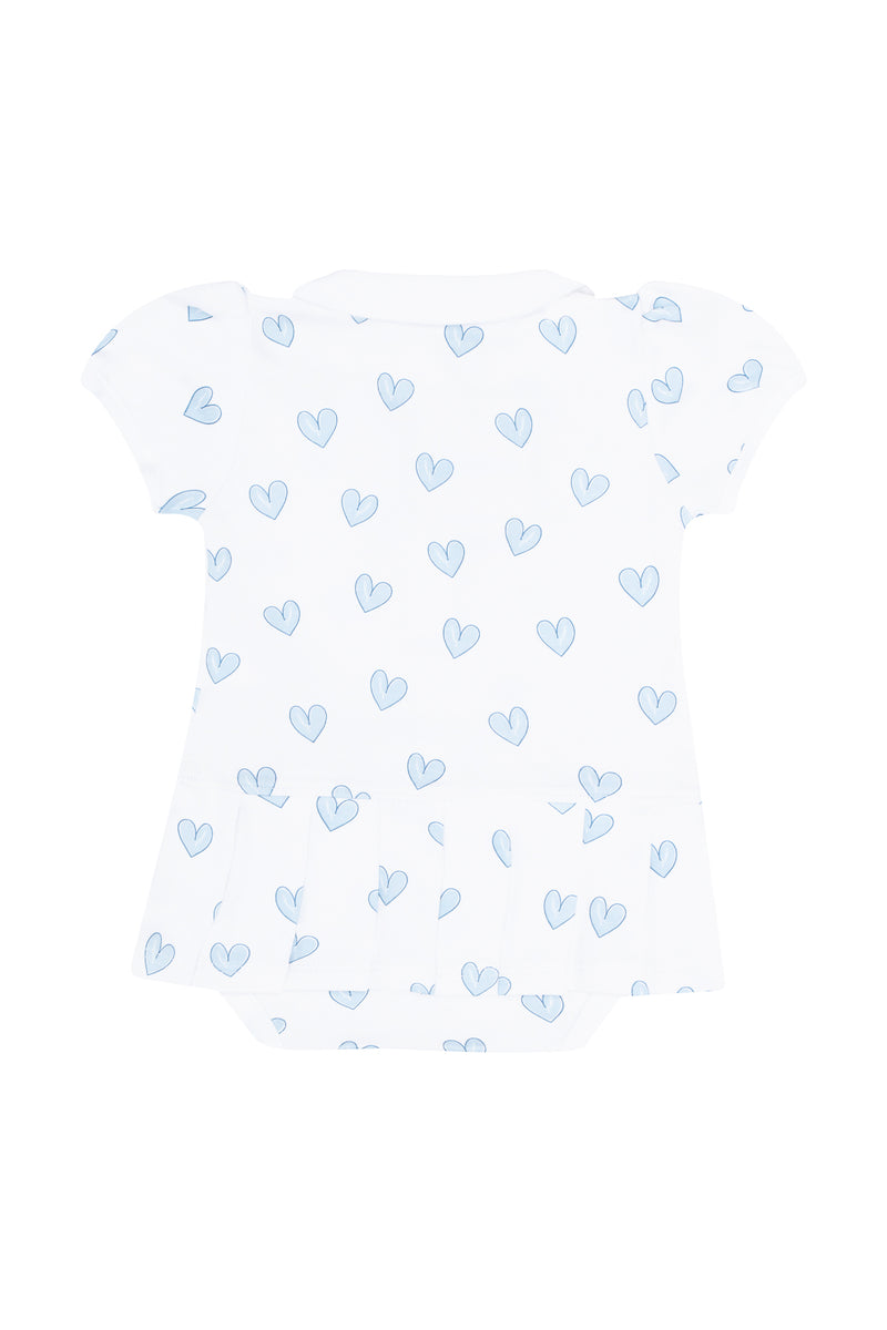 Blue Heart Print Onesie Dress