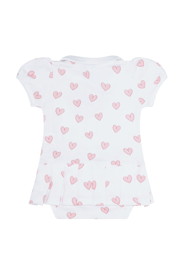 Pink Heart Print Onesie Dress