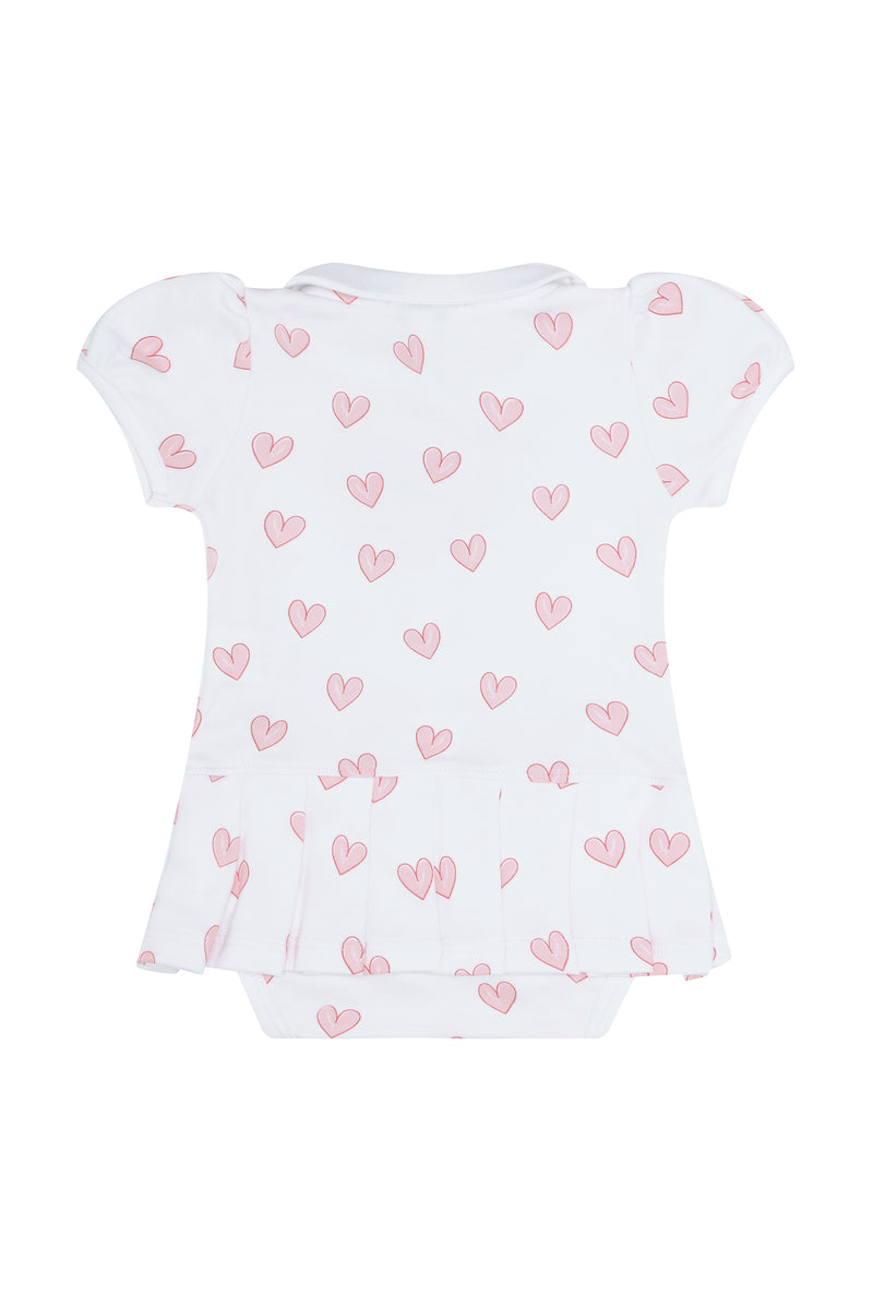 Pink Heart Print Onesie Dress