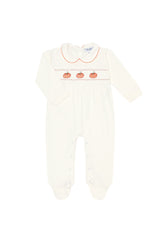 Ivory Pumpkin Patch Embroidered Footie