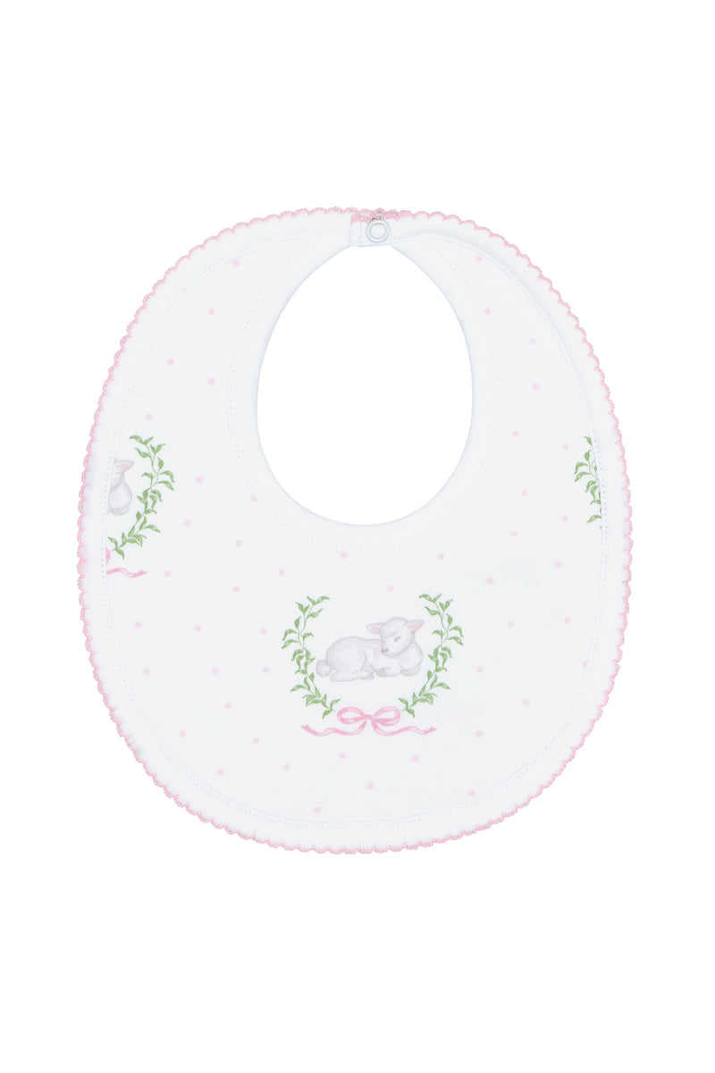 Pink Lamb Print Bib