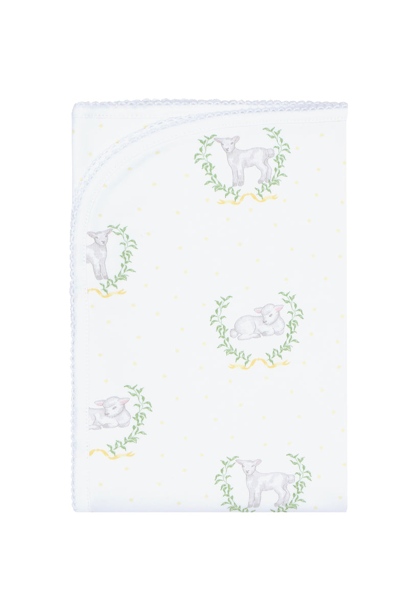 Yellow Lamb Print Blanket