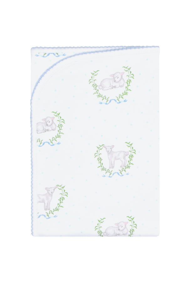 Blue Lamb Print Blanket