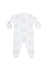Pink Lamb Print Zipper Footie