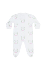 Pink Lamb Print Zipper Footie